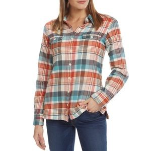 Patagonia Fjord Flannel, Teal, Orange and Grey